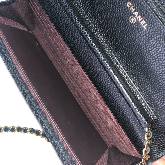 🚫SOLD🚫 CHANEL Wallet On Chain Caviar Black Gold - Picture 5 of 8
